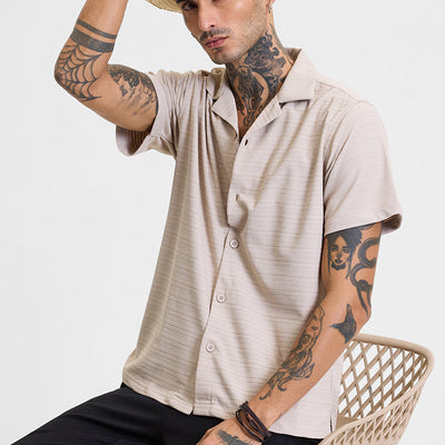 Beige Stripes Box Fit Shirt