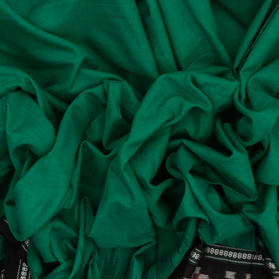 Sea Green Handloom Orissa Cotton Saree With Contrast Black Border