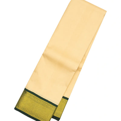 Sandal Handloom Kanchipuram Korvai Silk Saree With Green Border