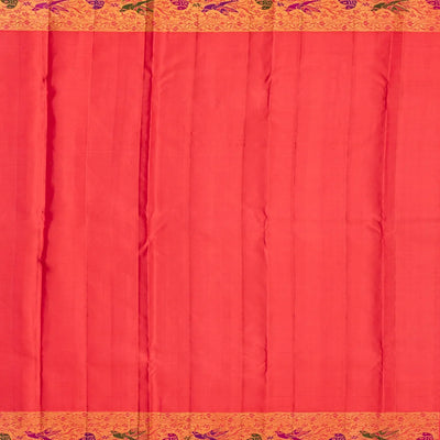 Lemon Yellow Handloom Kanchipuram Korvai Silk Saree With Meena Motifs