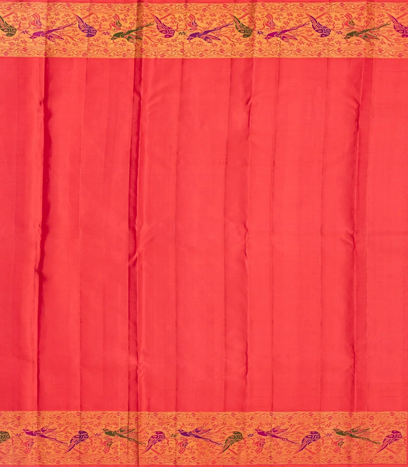 Lemon Yellow Handloom Kanchipuram Korvai Silk Saree With Meena Motifs