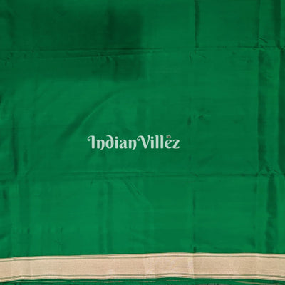 Bottle Green Handwoven Banarasi Katan Silk Saree with Kashi Ghat Weaves