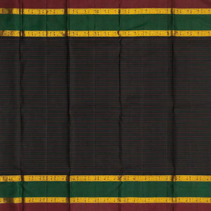 Off White Handloom Kanchipuram Korvai Silk Saree With Checks & Buttas