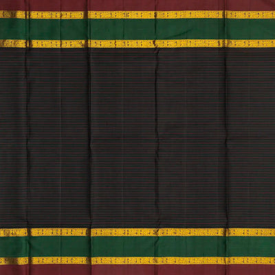 Off White Handloom Kanchipuram Korvai Silk Saree With Checks & Buttas