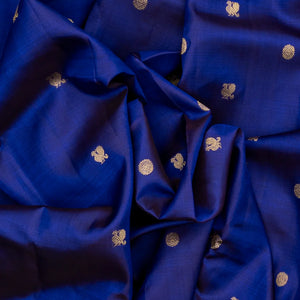 Blue Handloom Kanchipuram Silk Saree With Annam Buttas