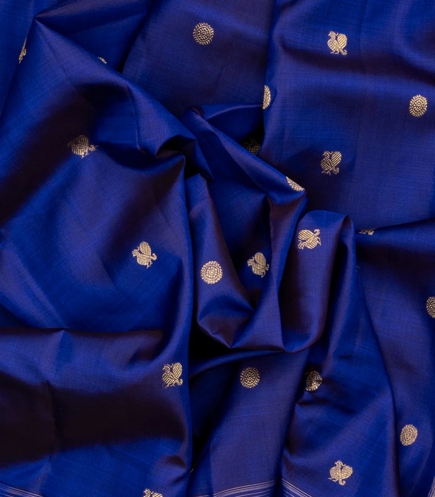 Blue Handloom Kanchipuram Silk Saree With Annam Buttas