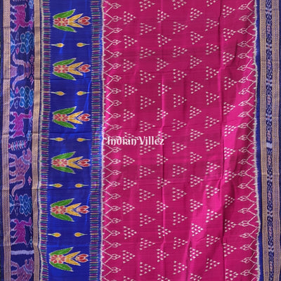 Purple Odisha Handloom Khandua Silk Saree with Animal Border