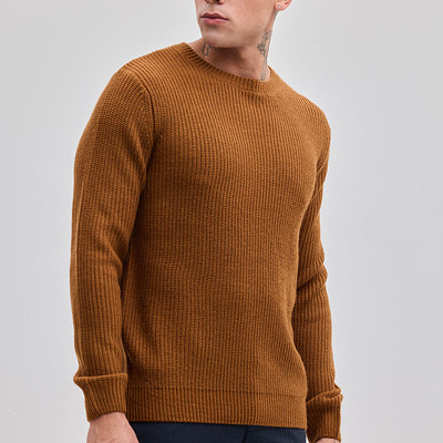 Brown Fisherman Knit Sweater