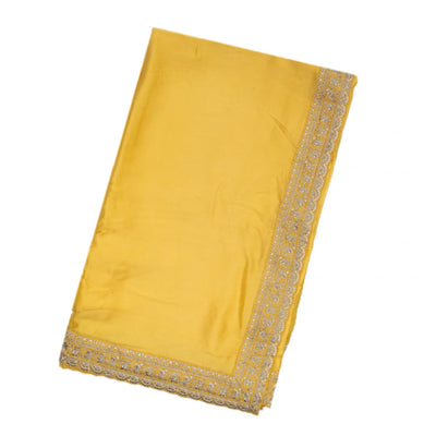 Yellow Woven Banarasi Satin Saree With Embroidery