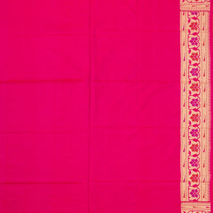 Orange Handwoven Banarasi Silk Saree With Floral Motifs