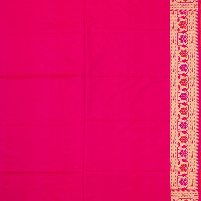 Orange Handwoven Banarasi Silk Saree With Floral Motifs