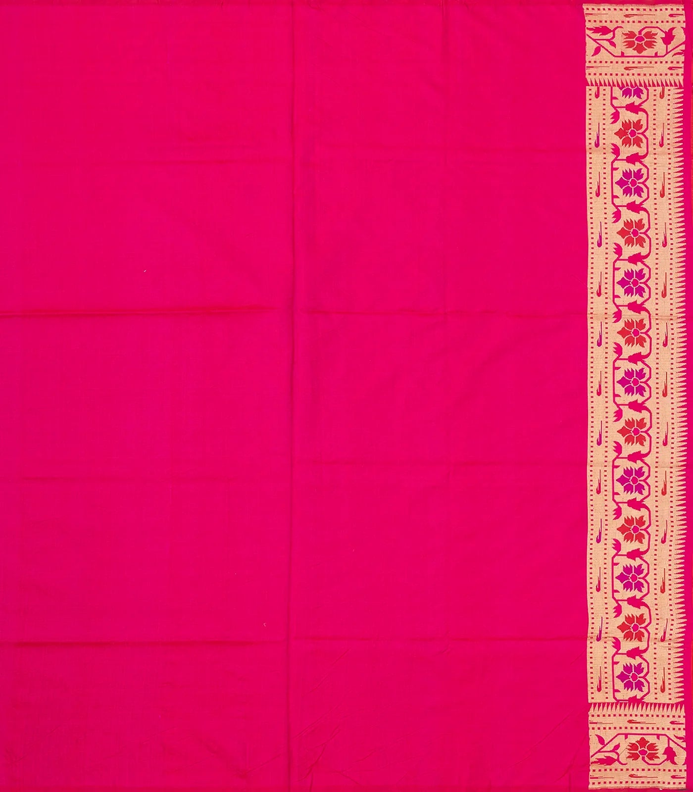 Orange Handwoven Banarasi Silk Saree With Floral Motifs