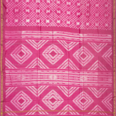 Pink Woven Jaipur Cotton Saree With Printed Diamond Motifs