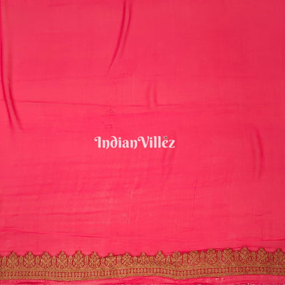 Wine Banarasi Georgette Shikargah Saree
