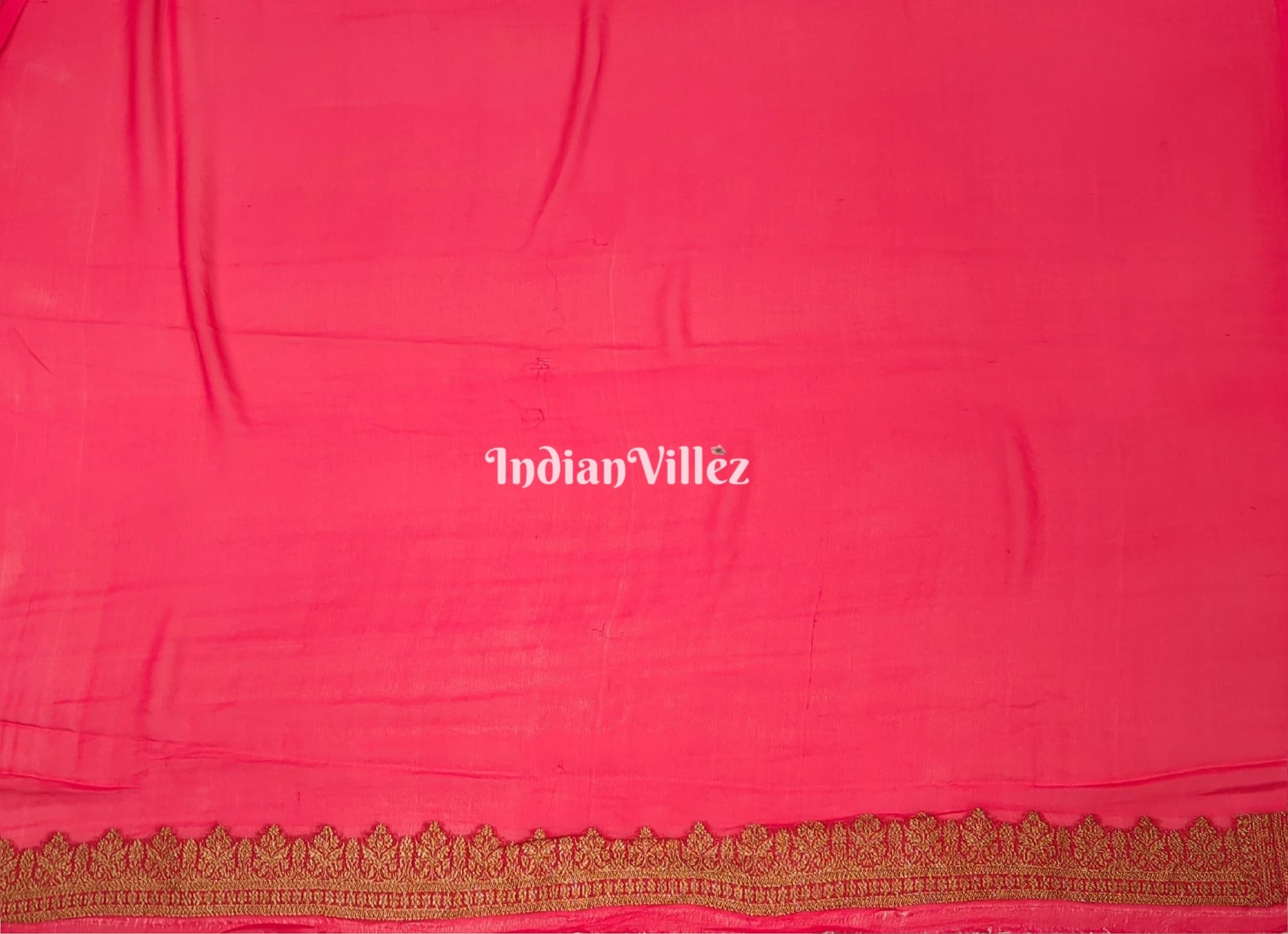 Wine Banarasi Georgette Shikargah Saree