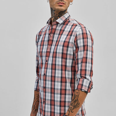 Red Checks Slim Fit Shirt