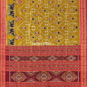 Mehendi Green Red Tribal Khandua Silk Saree