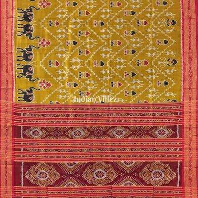 Mehendi Green Red Tribal Khandua Silk Saree