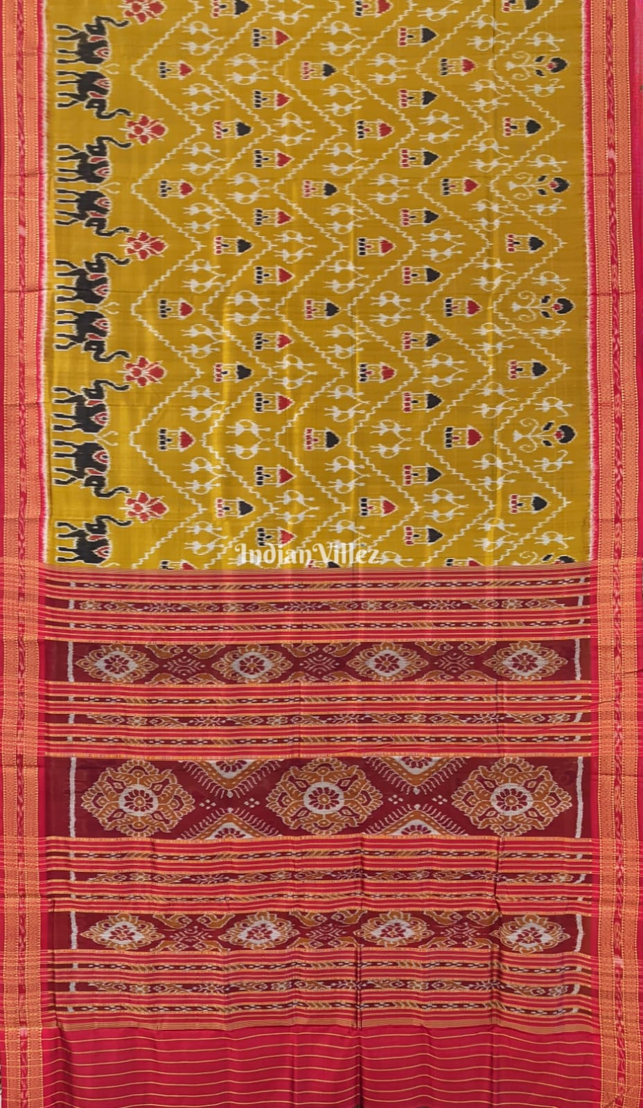 Mehendi Green Red Tribal Khandua Silk Saree