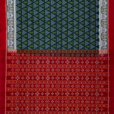 Sea Green Handwoven Orissa Cotton Saree With Tie & Dye Triangle Motifs