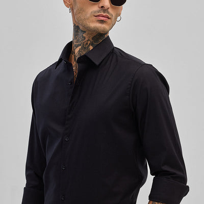 Black Stretchable Slim Fit Shirt
