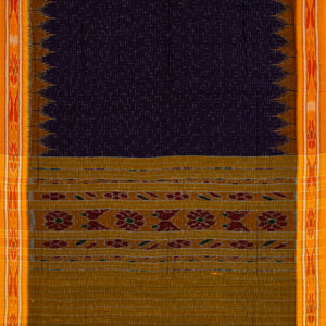 Black Handloom Orissa Cotton Saree With Mustard Border