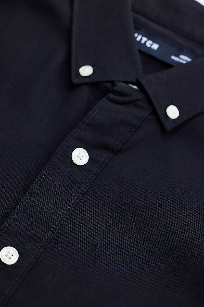 Black Solid Oxford Shirt