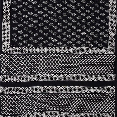 Black Woven Jaipur Cotton Saree Printed With Florals  Motifs