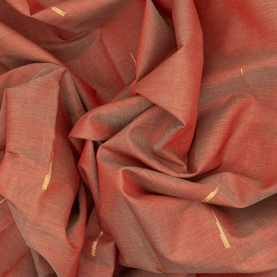 Dark Peach Handloom Kanchi Cotton Saree With Kamalam Buttas
