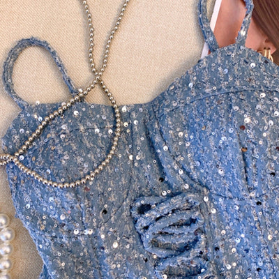 Bodor Statement Vest Tops in Blue