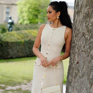 Du Luxe Soft Knit Dress in Beige