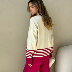 Ariana Striped Premium Winter Coord Set - Tracksuit