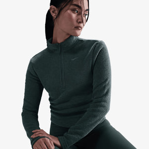 NIKE | SLIM LONG-SLEEVE COZY FLEECE 1/2-ZIP TOP { VINTAGE GREEN/BICOASTAL