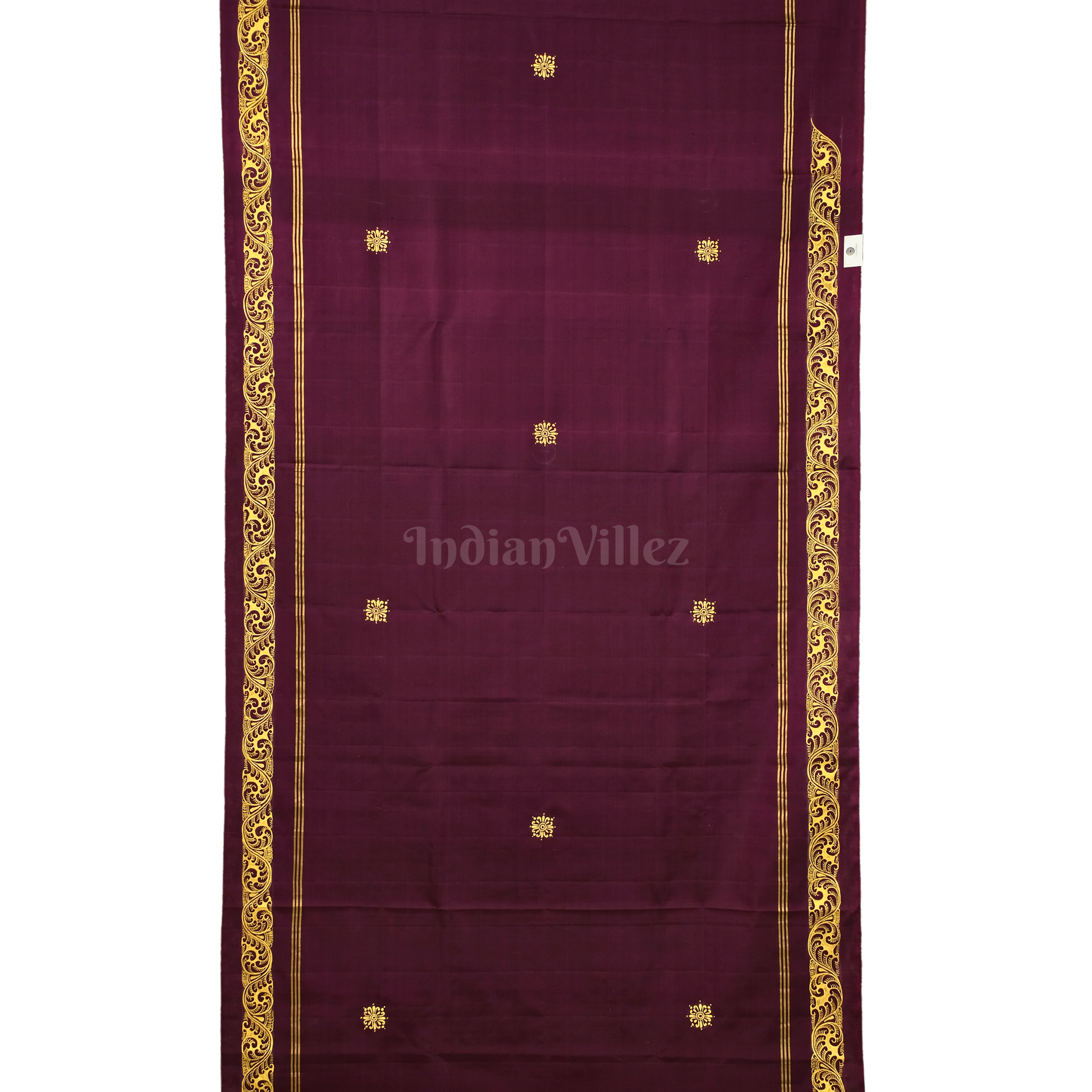 Deep Maroon Colour Ramayan Theme Hand-Painted Pattachitra Saree