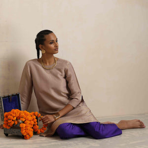 trueBrowns Lilac Tissue Kurta Co-ord Set
