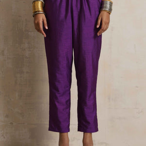 trueBrowns Purple Silk Anarkali Flared Kurta Set
