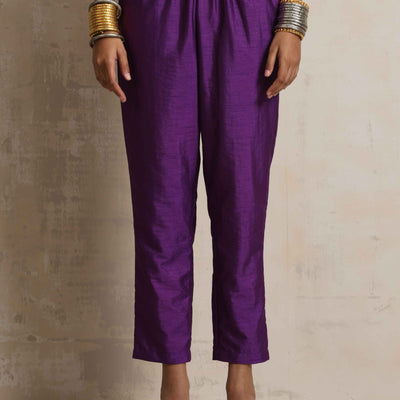 trueBrowns Purple Silk Anarkali Flared Kurta Set