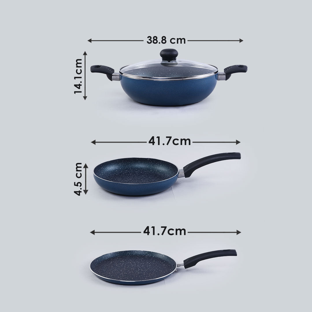 Sigma Non-stick Cookware Set, 4Pc (Kadhai with Lid,.