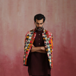 trueBrowns Men's Cola Ikat Reversible Nehru Jacket