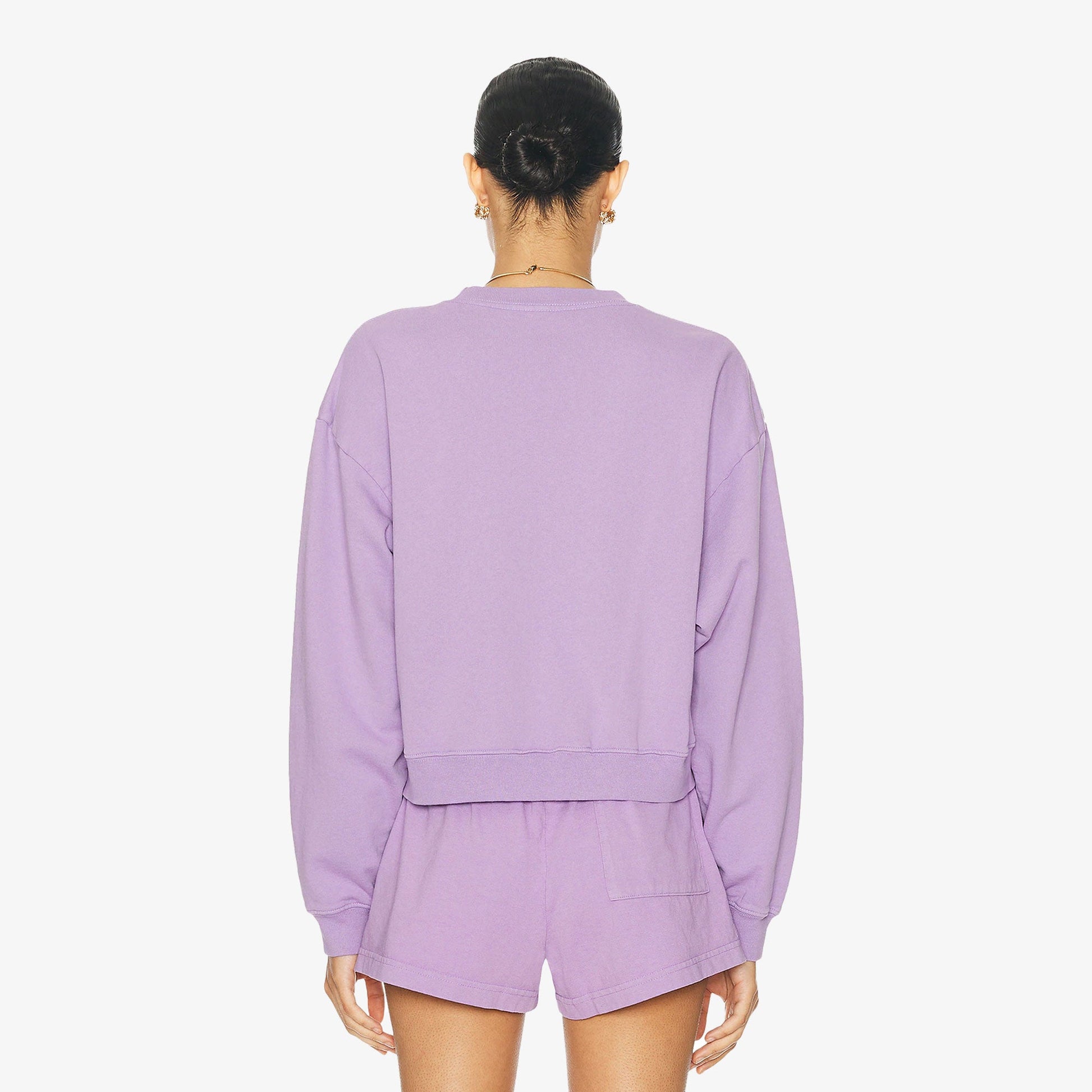 SPORTY & RICH | WELLNESS IVY CROPPED CREWNECK { VIOLET/WHITE
