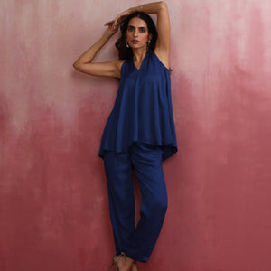 trueBrowns Blue Modal Flared Co-ord Set