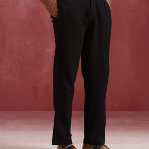 trueBrowns Men's Black Cotton Dobby Co-ord Set
