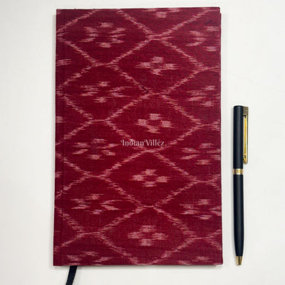Red Handmade Ikat Woven Cotton Fabric Cover Diary