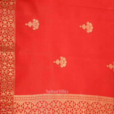 Pure Red Designer Katan Banarasi Silk Saree