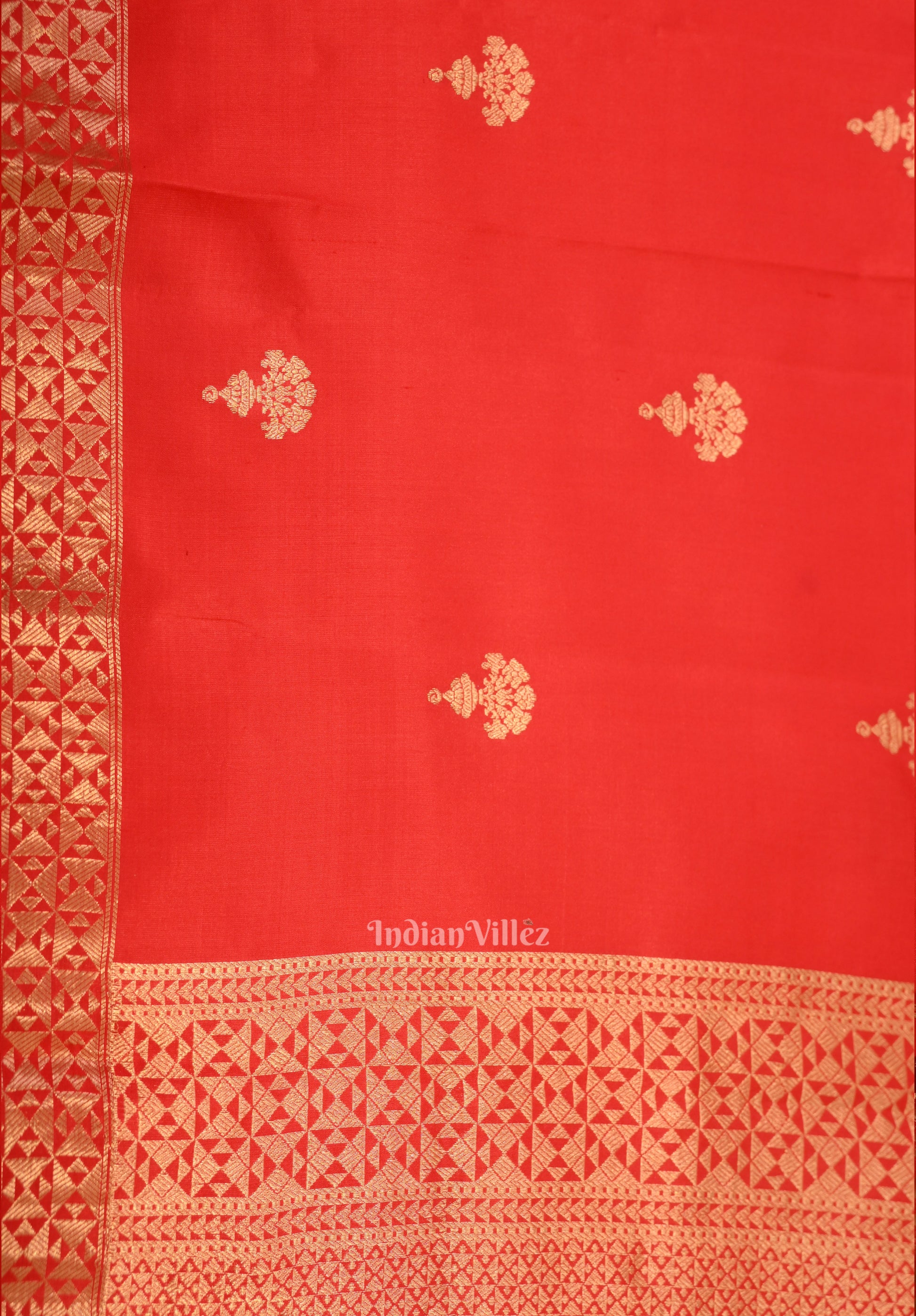 Pure Red Designer Katan Banarasi Silk Saree