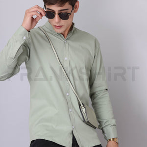 Frankshirt Chinese Collar Pista Tailored Fit Cotton Casual Shirt for Man