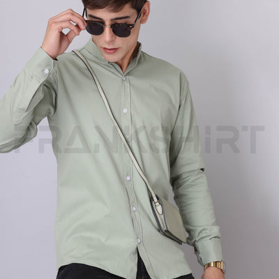 Frankshirt Chinese Collar Pista Tailored Fit Cotton Casual Shirt for Man