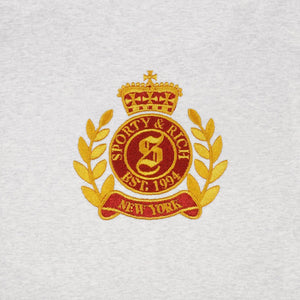 SPORTY & RICH | NY CREST CROPPED HOODIE { GRAY/GOLD