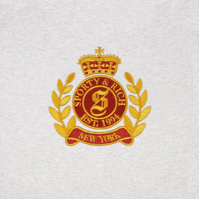 SPORTY & RICH | NY CREST CROPPED HOODIE { GRAY/GOLD