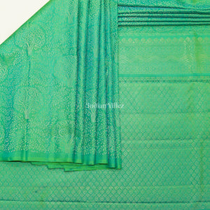 Green Golden Work Without Border Pure Kanjivaram Silk Saree